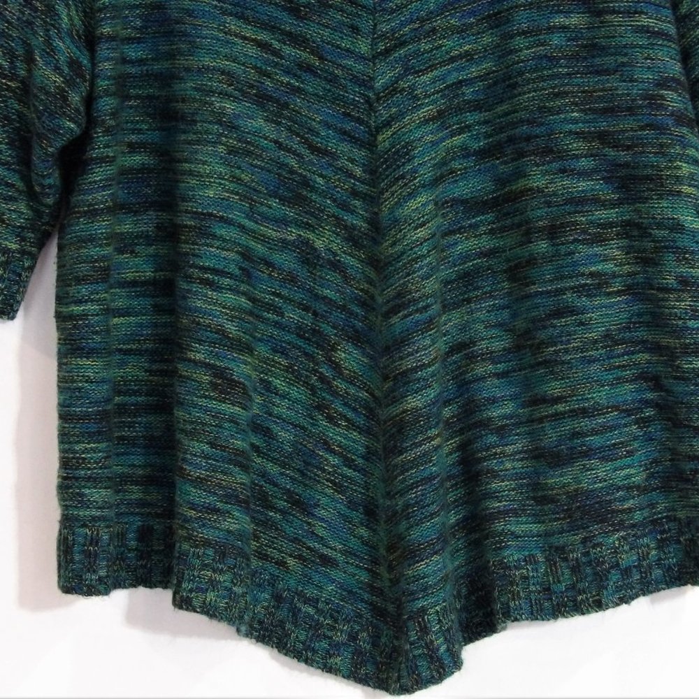 Green Multi-Colored Cowl-Neck Tunic Sweater Kim Rogers 2X - Picture 4 of 5